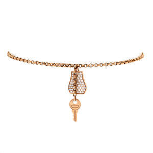 Hermes Small Kelly Clochette Chain Bracelet 18K Rose Gold with Pave Diamonds